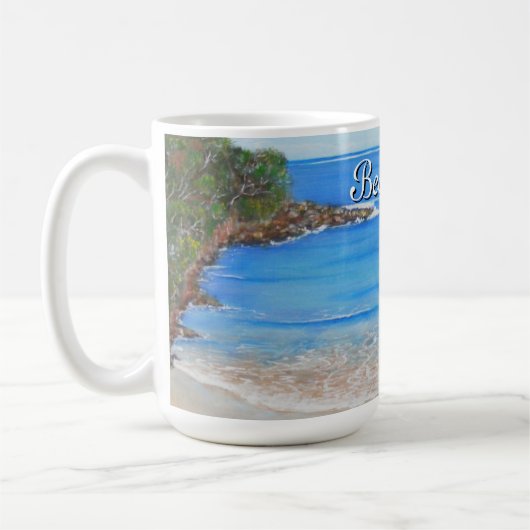 Beach Blue Waves Acrylverfkoffie Mok (Links)