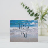 Beach Blue White Coastal Ocean Wave Bedankt Briefkaart (Staand voorkant)