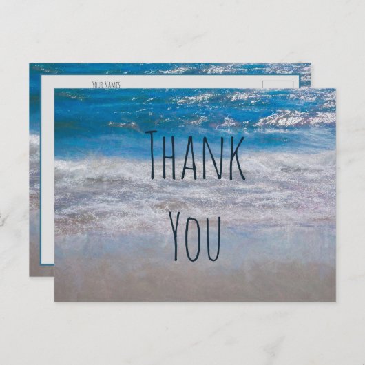 Beach Blue White Coastal Ocean Wave Bedankt Briefkaart (Voorkant / Achterkant)