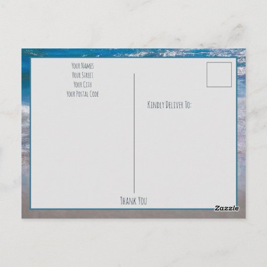 Beach Blue White Coastal Ocean Wave Bedankt Briefkaart (Achterkant)