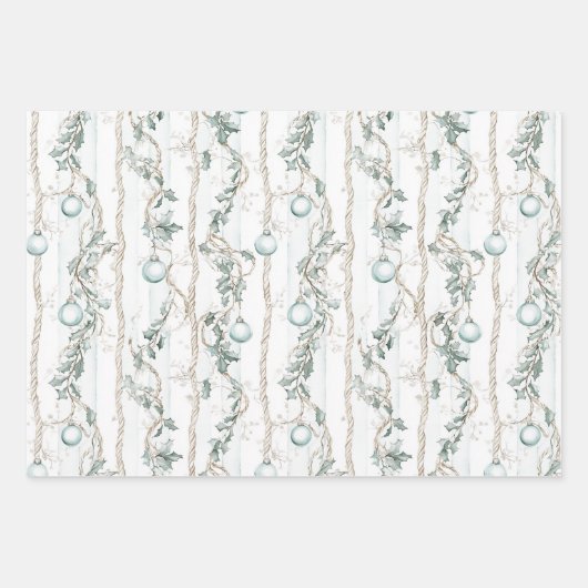 Beach Blue White Cream Plaid Christmas Ornaments Inpakpapier Vel (Voorkant 2)
