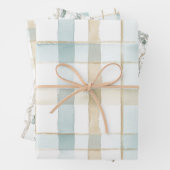 Beach Blue White Cream Plaid Christmas Ornaments Inpakpapier Vel (In situ)