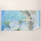 Beach Blue White Seashell Starfish Zee Glass Strandlaken (Voorkant)