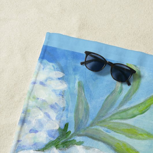 Beach Blue White Seashell Starfish Zee Glass Strandlaken (In situ)