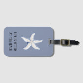 Beach Blue White Starfish Quote Bagagelabel (Voorkant (horizontaal))