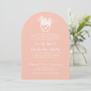 Beach Blush Palm Tree Destination Invitation Kaart