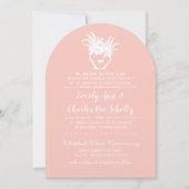 Beach Blush Palm Tree Destination Invitation Kaart (Voorkant)