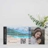 Beach Boarding pass bruiloft opslaan van de datum Kaart (Staand voorkant)