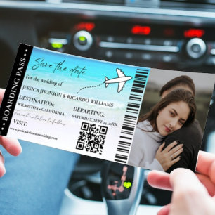 Beach Boarding pass bruiloft opslaan van de datum  Kaart