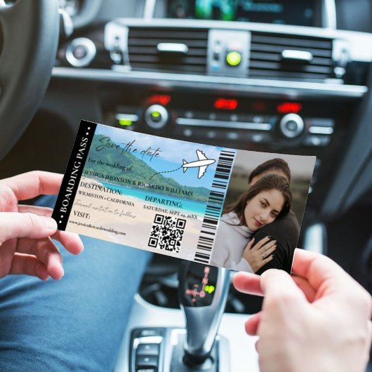 Beach Boarding pass bruiloft opslaan van de datum Kaart