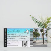 Beach Boarding pass bruiloft opslaan van de datum  Kaart (Staand voorkant)