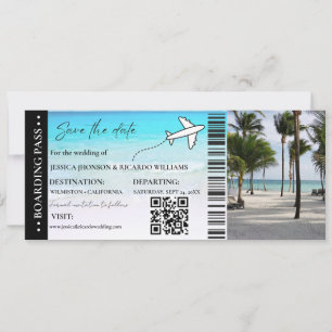 Beach Boarding pass bruiloft opslaan van de datum  Kaart