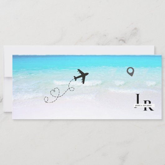 Beach Boarding pass ticket Bruiloft Save The Date (Achterkant)