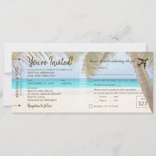 Beach Boarding Pass Weduwuitnodiging