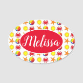 Beach Boardwalk Sun Crab Beachball Starfish Naamplaatje (Voorkant)