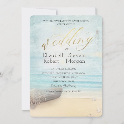 Beach Boat Lighthouse Weddenschap Kaart (Voorkant)