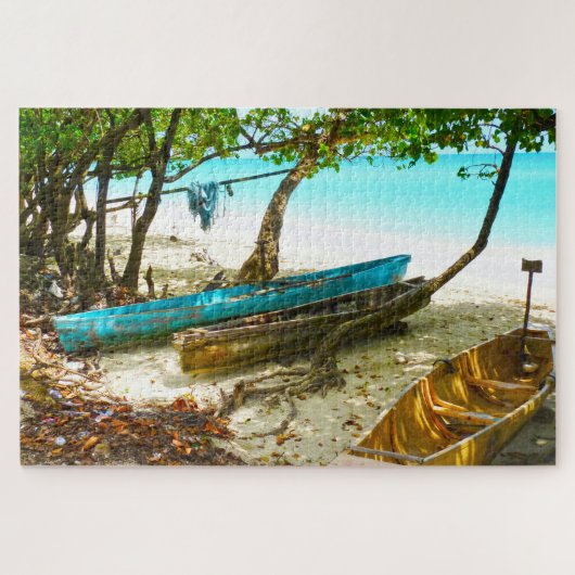 Beach Boats Jamaica. Jigzaag Puzzle Legpuzzel (Horizontaal)