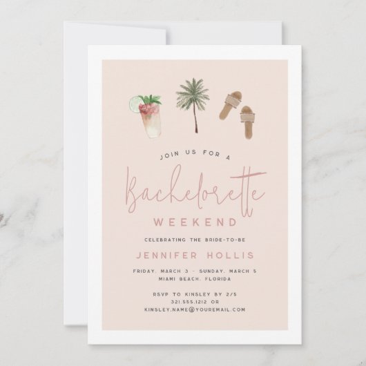 Beach Boho Bachelorette Weekend Itinerary & Kaart (Voorkant)