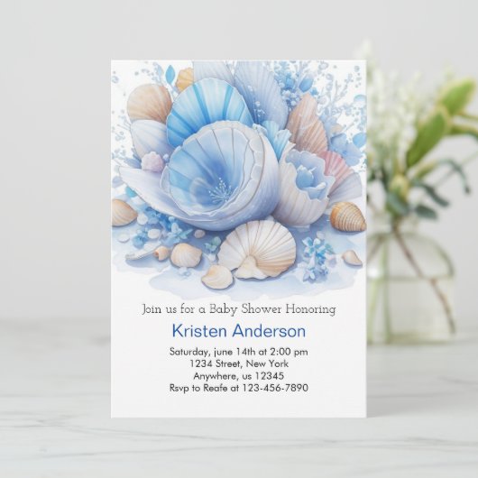 Beach Boho Seashell Adventure Boy Baby shower Kaart (Staand voorkant)