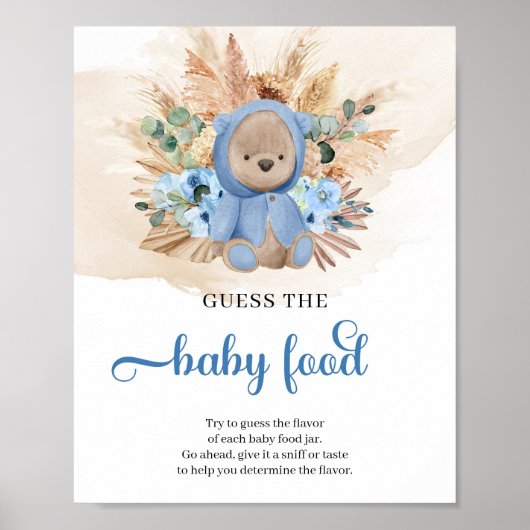 Beach boho teddy beer Raad het Baby-voedselspel Poster (Voorkant)