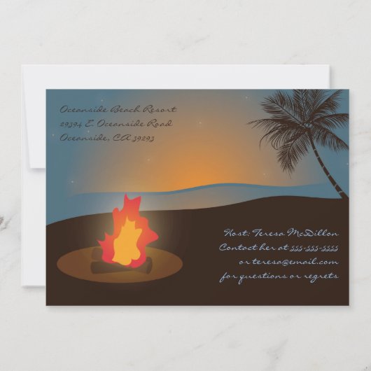 Beach Bonfire Invitation Kaart (Achterkant)