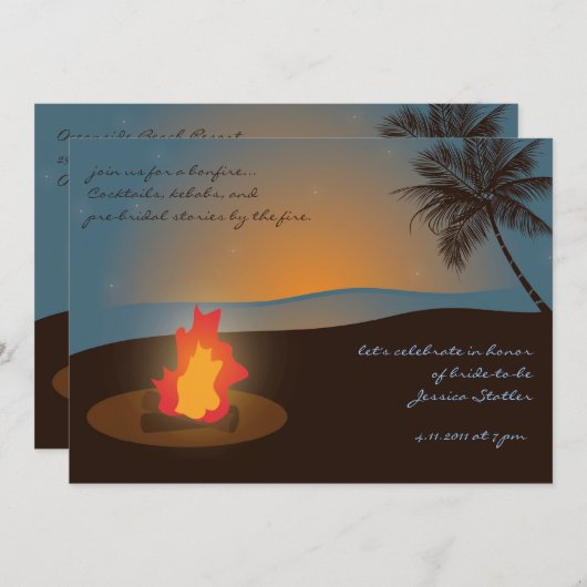 Beach Bonfire Invitation Kaart (Voorkant / Achterkant)