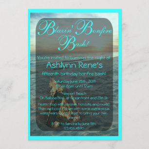 Beach Bonfire Invitation Kaart