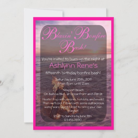 Beach Bonfire Invitation Kaart (Voorkant)