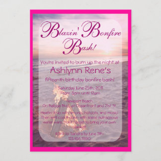 Beach Bonfire Invitation Kaart