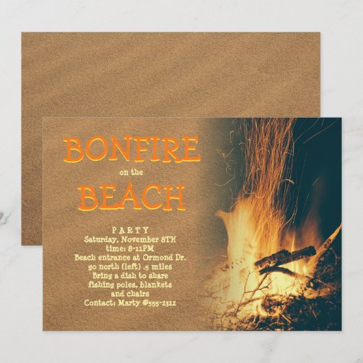 Beach Bonfire Party Feest Kaart (Voorkant / Achterkant)