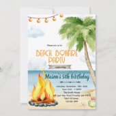 Beach bonfire party theme invitation kaart (Voorkant)