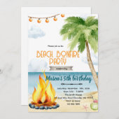 Beach bonfire party theme invitation kaart (Voorkant / Achterkant)