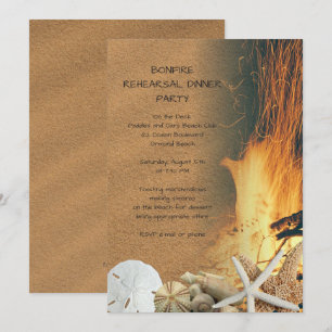 Beach Bonfire Rehearsal Dinner Party Invitations Kaart