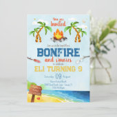Beach Bonfire Uitnodiging voor verjaardagsfeest (Staand voorkant)