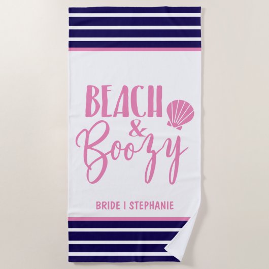 Beach & Boozy Personalized Bride Strandlaken (Voorkant)