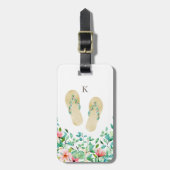 Beach Botanische Teenslippers Monogram Bagagelabel (Voorkant verticaal)