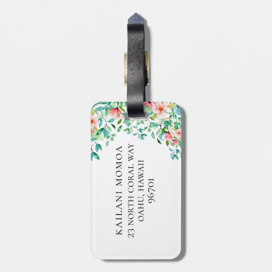 Beach Botanische Teenslippers Monogram Bagagelabel (Achterkant verticaal)