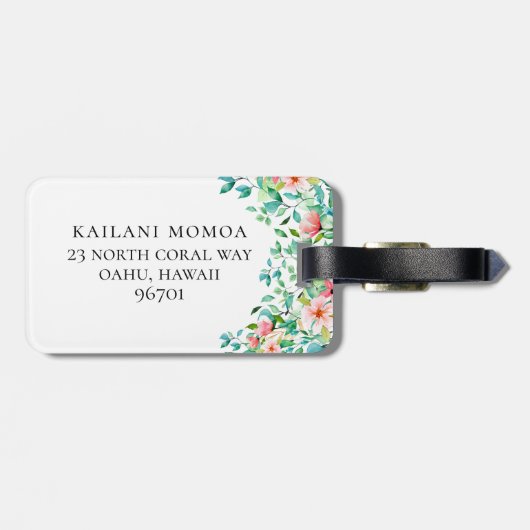 Beach Botanische Teenslippers Monogram Bagagelabel (Achterkant horizontaal)