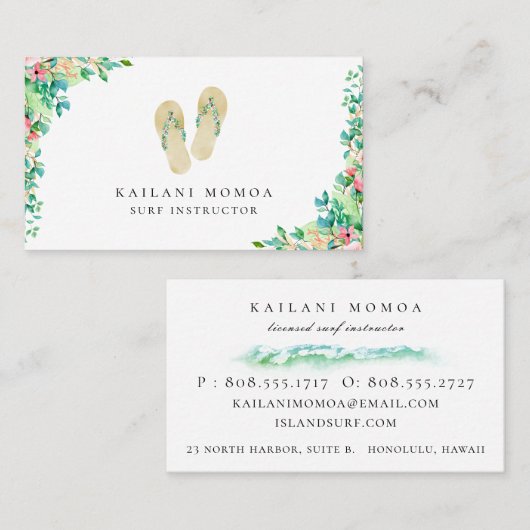Beach Botanische Teenslippers Visitekaartje (Voorkant / Achterkant)