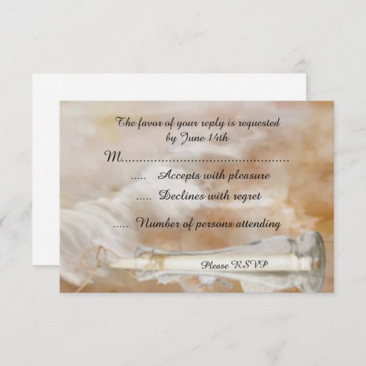 Beach Bottle Weddenschap RSVP-reactiekaart RSVP Kaartje (Voorkant / Achterkant)