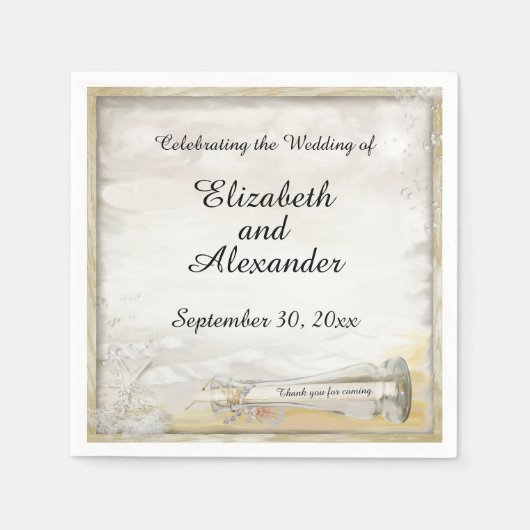 Beach Bottle Wedding Specialized Paper Napkin Servet (Voorkant)
