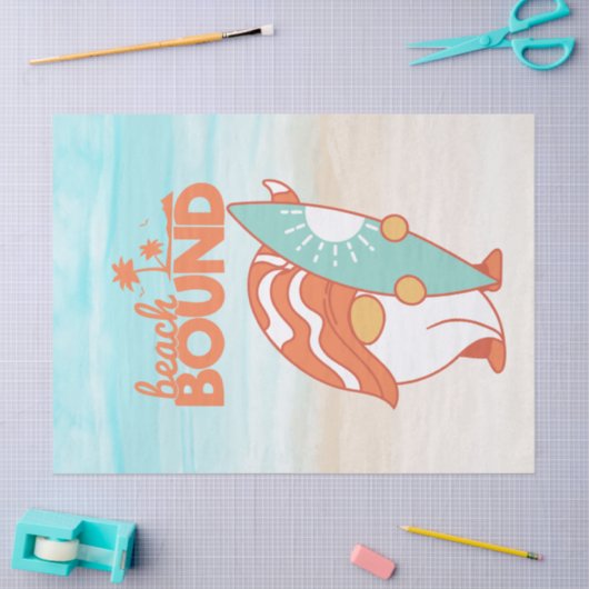 Beach Bound Gnome Decoupage Tissuepapier (Craft)