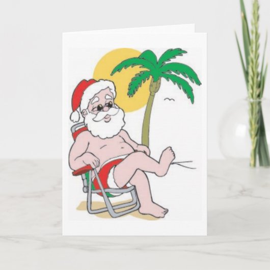 Beach Bound Santa Feestdagen Kaart (Voorkant)