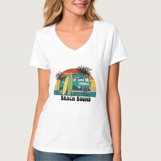Beach Bound, Surf Up Retro T-shirt (Voorkant)