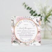 Beach Bouquet Seashell Roos Gold Girl Baby shower Kaart (Staand voorkant)