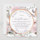 Beach Bouquet Seashell Roos Gold Girl Baby shower Kaart (Voorkant)