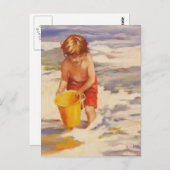 Beach Boy Child in oceaangolven Briefkaart (Voorkant / Achterkant)