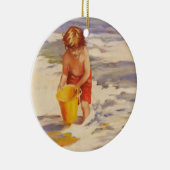 Beach Boy Child in oceaangolven Keramisch Ornament (Rechts)