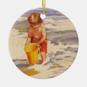 Beach Boy Child in oceaangolven Keramisch Ornament