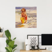 Beach Boy Child in oceaangolven Poster (Thuiskantoor)